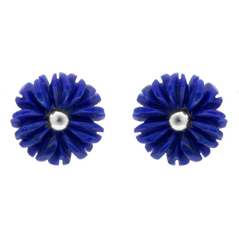 Sterling Silver Lapis Lazuli Tuberose 8mm Daisy Stud Earrings sold by Jura Watches