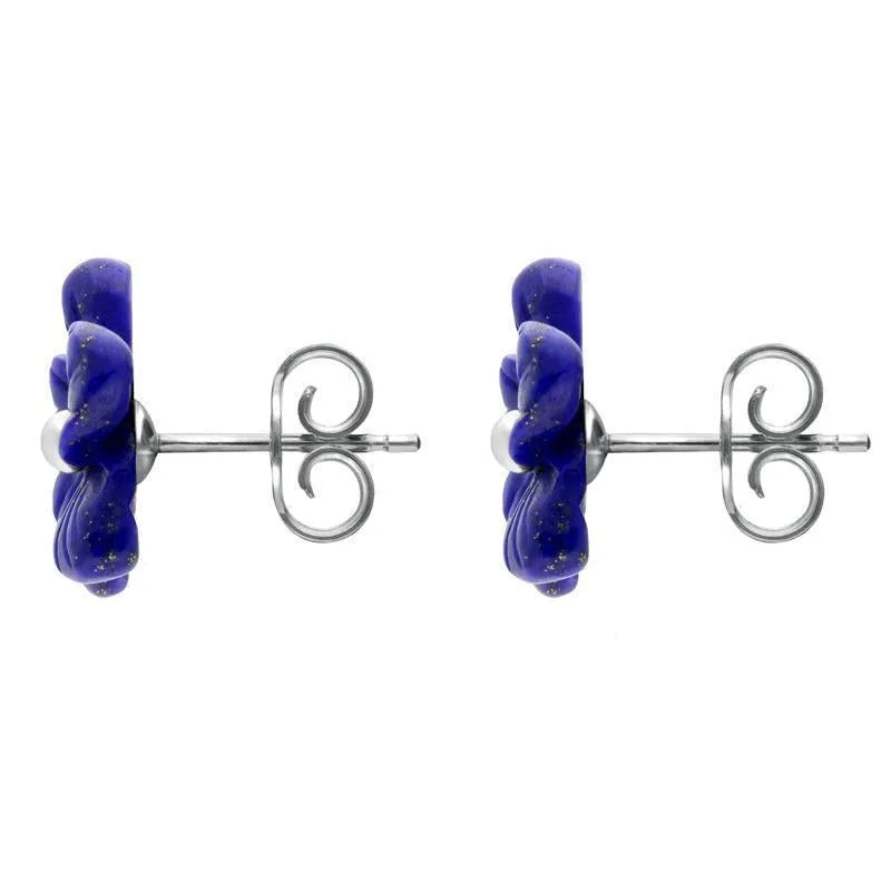 Sterling Silver Lapis Lazuli Tuberose 10mm Pansy Stud Earrings sold by Jura Watches product image thumbnail 2