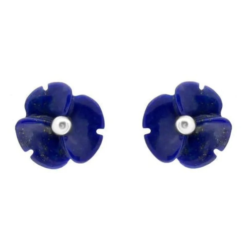 Sterling Silver Lapis Lazuli Tuberose 8mm Clover Stud Earrings sold by Jura Watches
