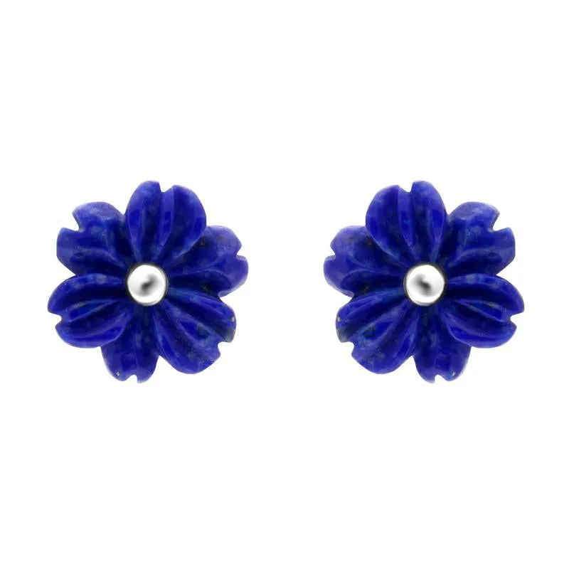 Sterling Silver Lapis Lazuli Tuberose 8mm Dahlia Stud Earrings sold by Jura Watches