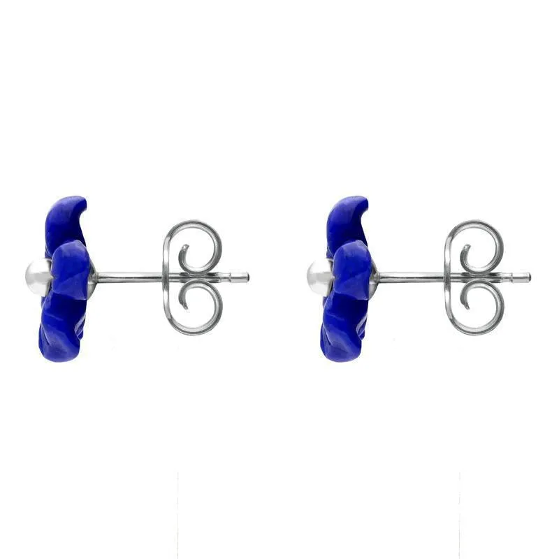 Sterling Silver Lapis Lazuli Tuberose 8mm Pansy Stud Earrings sold by Jura Watches product image thumbnail 2