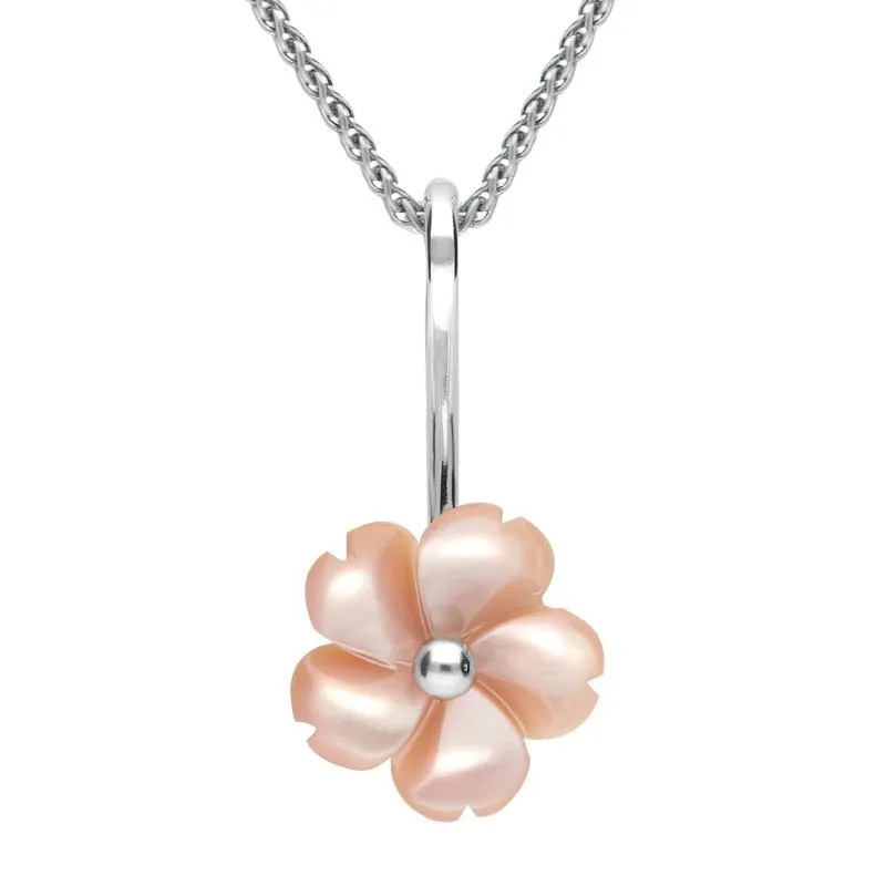 Sterling Silver Pink Mother of Pearl Tuberose 15mm Gypsophila Necklace sold by Jura Watches