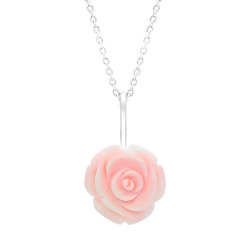 Sterling Silver Pink Conch Tuberose 20mm Rose Necklace sold by Jura Watches