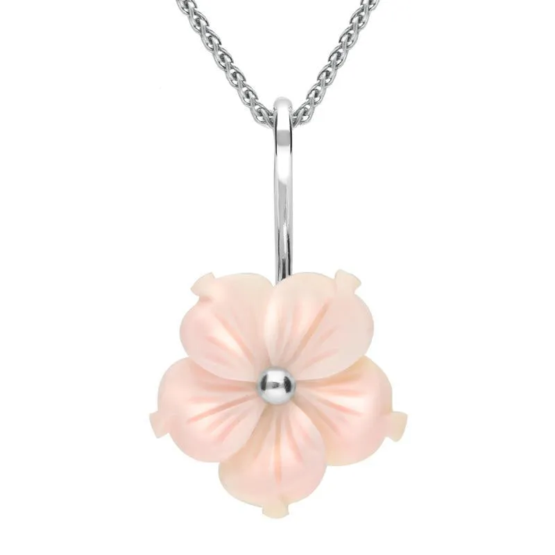 Sterling Silver Pink Conch Tuberose 20mm Carnation Necklace sold by Jura Watches