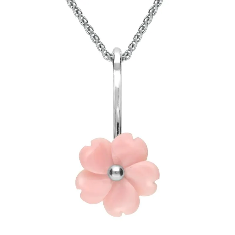 Sterling Silver Pink Conch Tuberose 15mm Gypsophila Necklace sold by Jura Watches