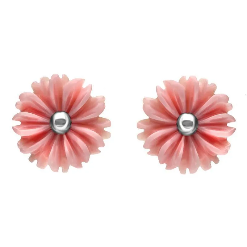 Sterling Silver Pink Conch Tuberose 8mm Daisy Stud Earrings sold by Jura Watches