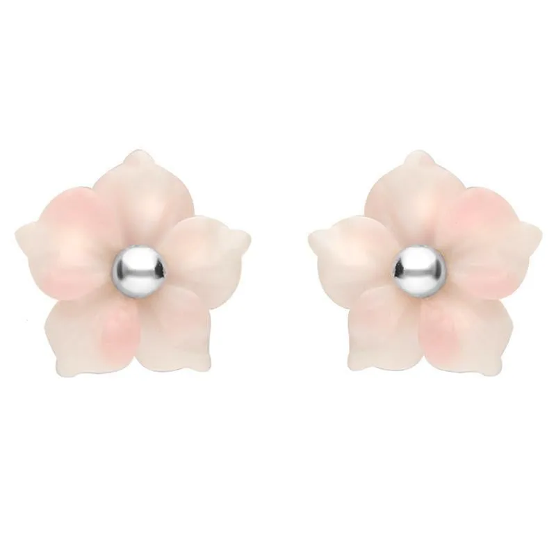 Sterling Silver Pink Conch Tuberose 8mm Carnation Stud Earrings sold by Jura Watches