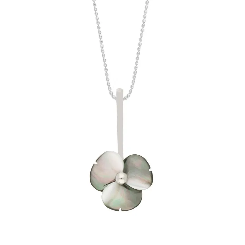 Sterling Silver Dark Mother of Pearl Tuberose 15mm Clover Necklace sold by Jura Watches