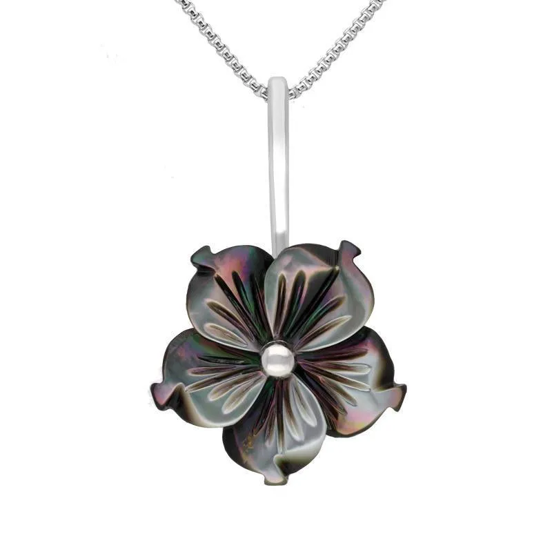 Sterling Silver Dark Mother of Pearl Tuberose 20mm Carnation Necklace sold by Jura Watches