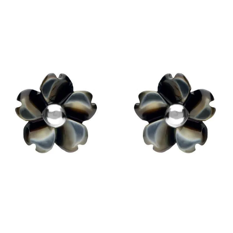 Sterling Silver Dark Mother of Pearl Tuberose 6mm Gypsophila Stud Earrings sold by Jura Watches