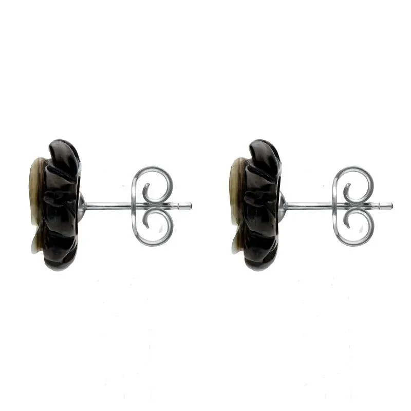 Sterling Silver Dark Mother of Pearl Tuberose 10mm Rose Stud Earrings sold by Jura Watches product image thumbnail 2