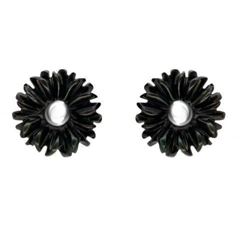 Sterling Silver Dark Mother of Pearl Tuberose 6mm Daisy Stud Earrings sold by Jura Watches