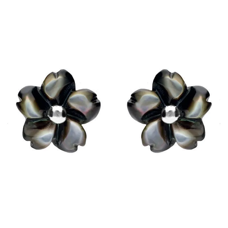 Sterling Silver Dark Mother of Pearl Tuberose 8mm Gypsophila Stud Earrings sold by Jura Watches