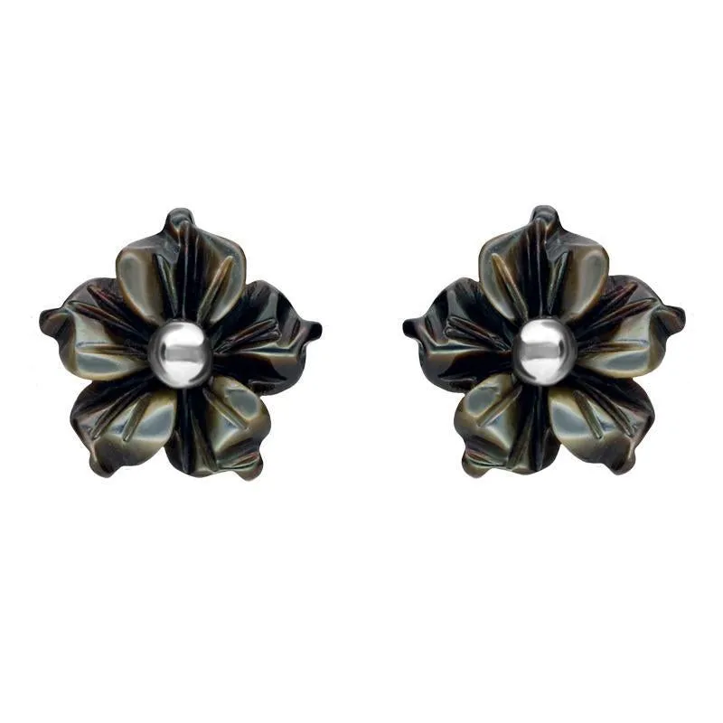 Sterling Silver Dark Mother of Pearl Tuberose 8mm Carnation Stud Earrings sold by Jura Watches