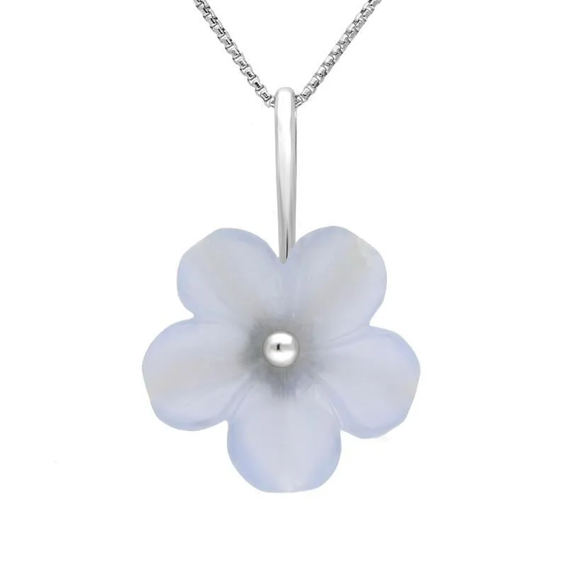 Sterling Silver Blue Chalcedony Tuberose 22mm Desert Rose Necklace sold by Jura Watches