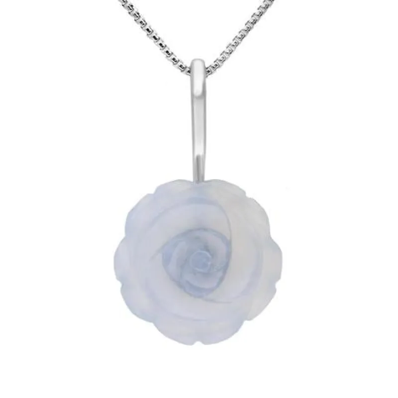 Sterling Silver Blue Chalcedony Tuberose 18mm Rose Necklace sold by Jura Watches
