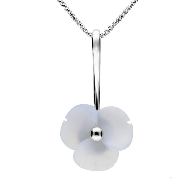 Sterling Silver Blue Chalcedony Tuberose 15mm Clover Necklace sold by Jura Watches