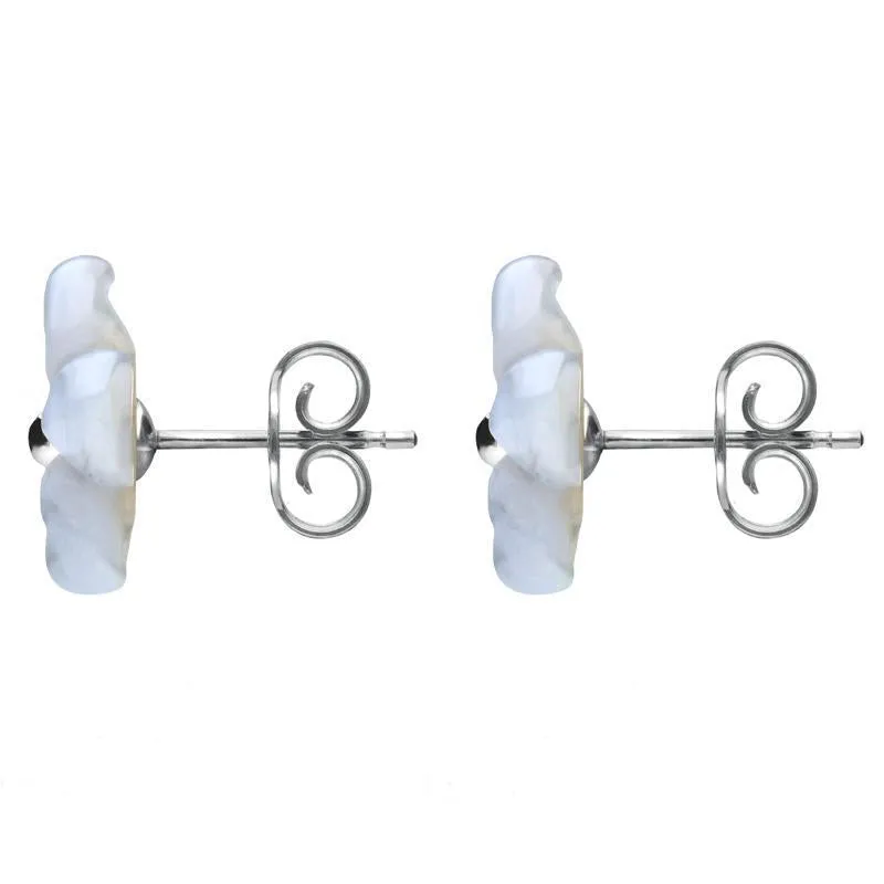 Sterling Silver Blue Chalcedony Tuberose 10mm Pansy Stud Earrings sold by Jura Watches product image thumbnail 2