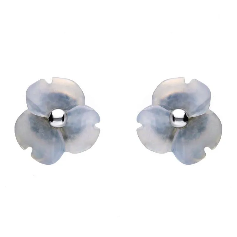 Sterling Silver Blue Chalcedony Tuberose 8mm Clover Stud Earrings sold by Jura Watches