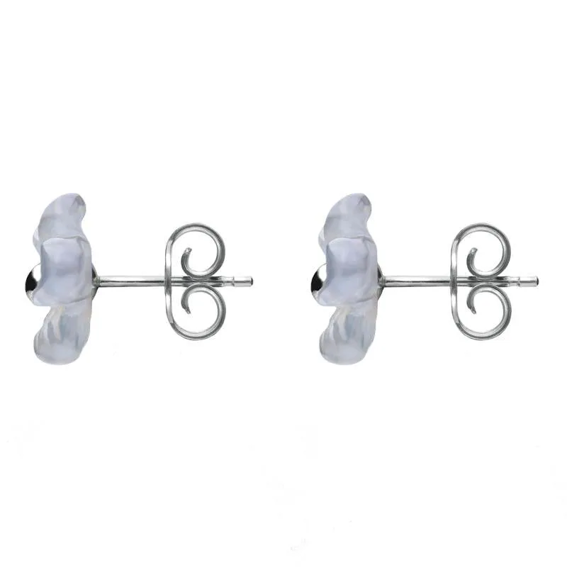 Sterling Silver Blue Chalcedony Tuberose 8mm Pansy Stud Earrings sold by Jura Watches product image thumbnail 2