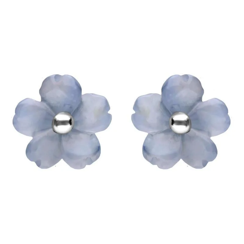 Sterling Silver Blue Chalcedony Tuberose 8mm Gypsophila Stud Earrings sold by Jura Watches