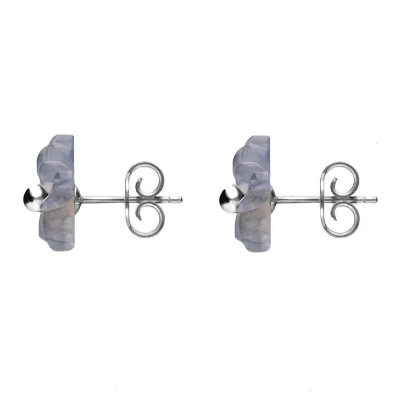 Sterling Silver Blue Chalcedony Tuberose 8mm Carnation Stud Earrings sold by Jura Watches product image thumbnail 2