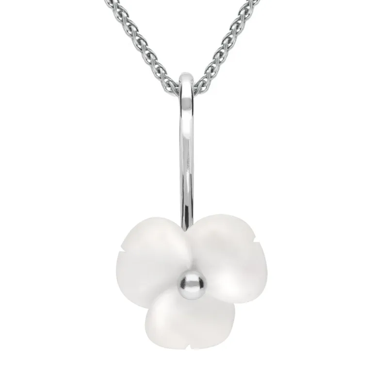 Sterling Silver White Agate Tuberose 15mm Clover Necklace made by Jura Watches