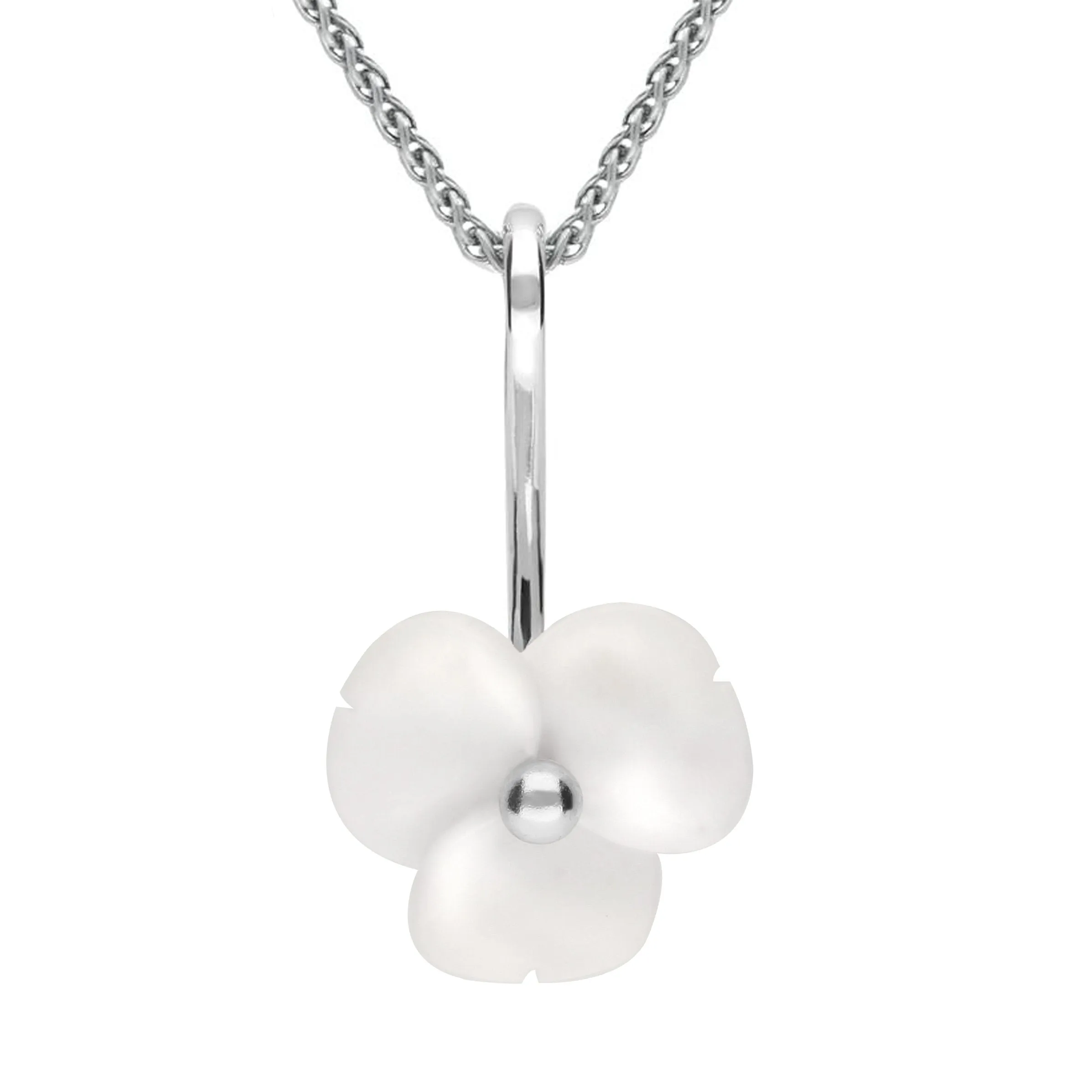 Sterling Silver White Agate Tuberose 15mm Clover Necklace sold by Jura Watches