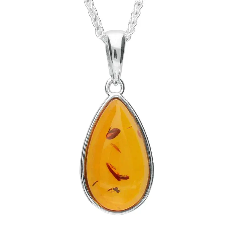Sterling Silver Amber Pear Necklace sold by Jura Watches