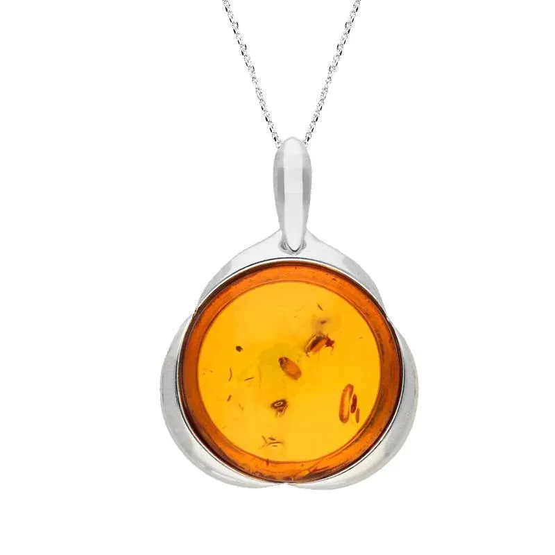 Sterling Silver Amber Round Tapered Edge Necklace sold by Jura Watches
