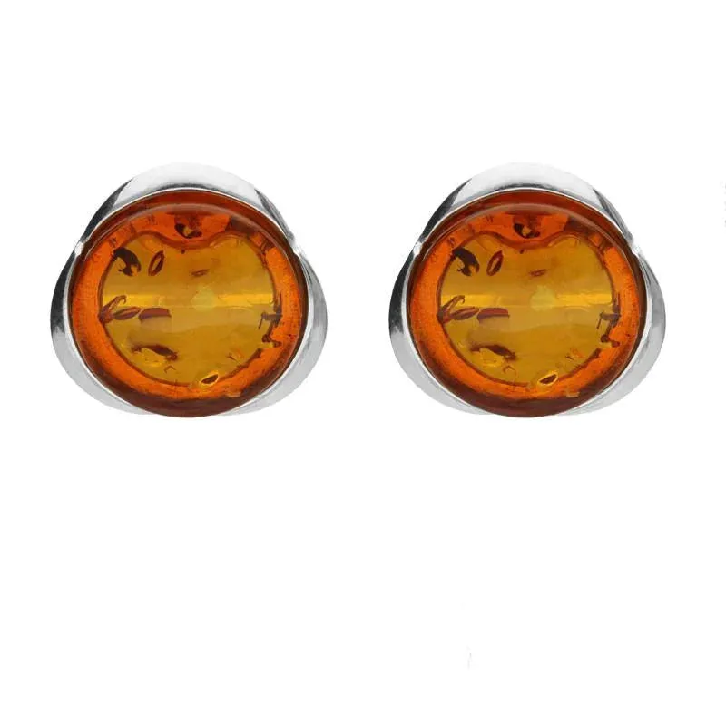 Sterling Silver Amber Round Tapered Edge Stud Earrings sold by Jura Watches