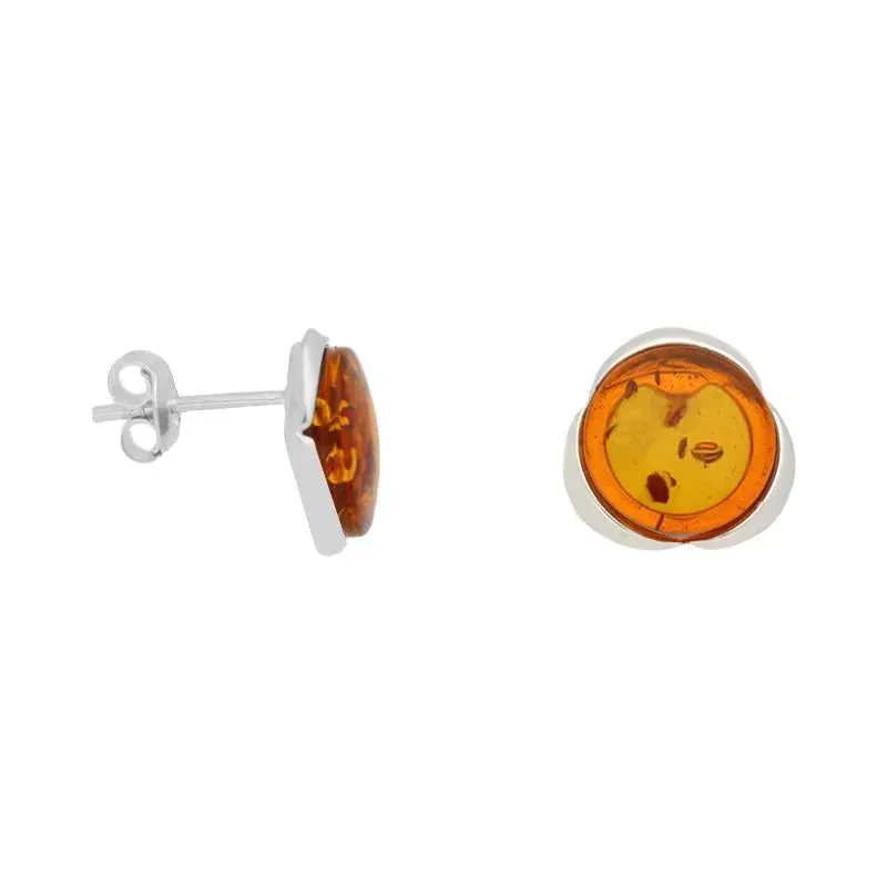Sterling Silver Amber Round Tapered Edge Stud Earrings sold by Jura Watches product image thumbnail 2