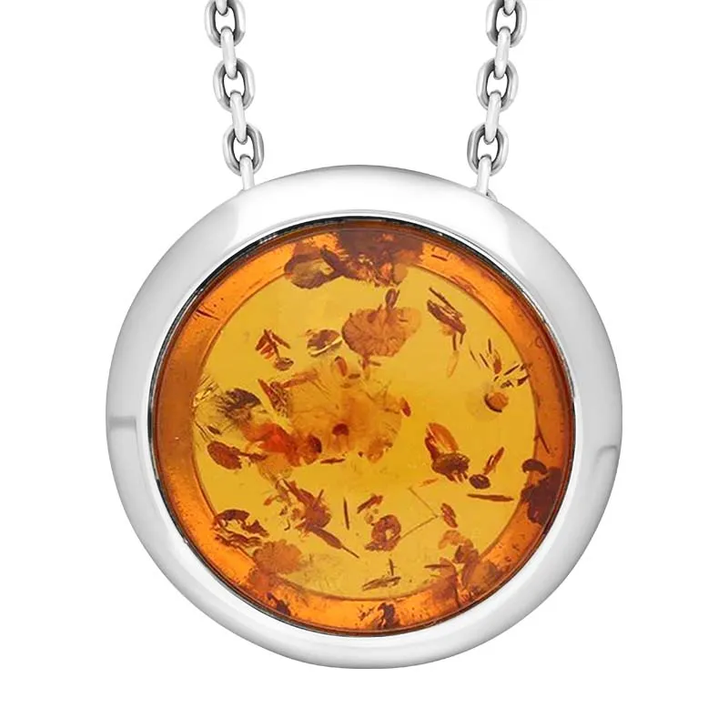 Sterling Silver Amber Round Necklace sold by Jura Watches