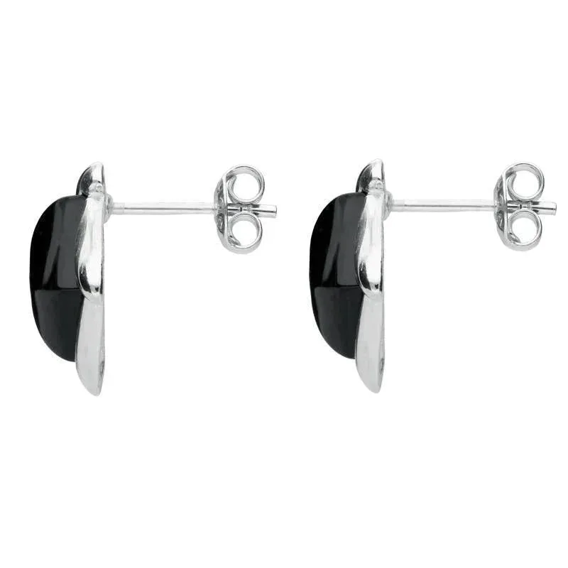 Sterling Silver Whitby Jet Square Wave Stud Earrings sold by Jura Watches product image thumbnail 2