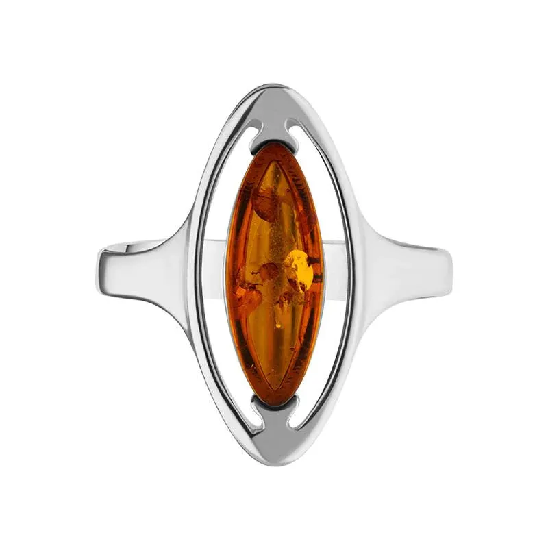 Sterling Silver Baltic Amber Open Marquise Ring sold by Jura Watches product image thumbnail 2