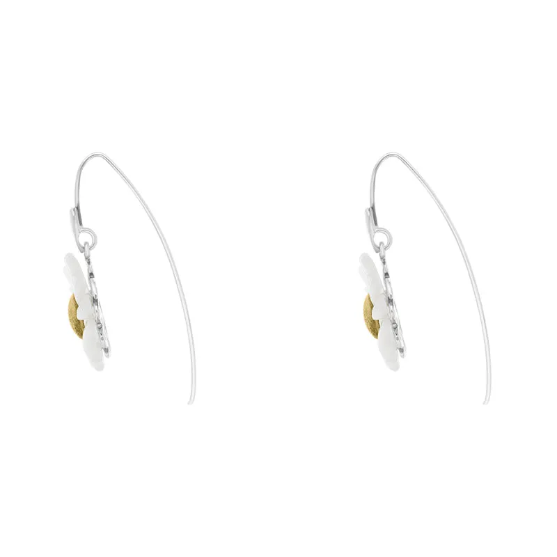 Sterling Silver Yellow Gold White Mother Of Pearl Tuberose 21mm Daisy Earrings sold by Jura Watches product image thumbnail 2