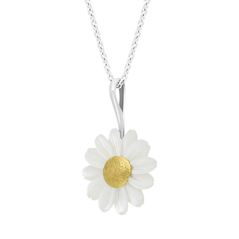 Sterling Silver and Yellow Gold White Mother Of Pearl Tuberose Daisy Necklace sold by Jura Watches product image thumbnail 2