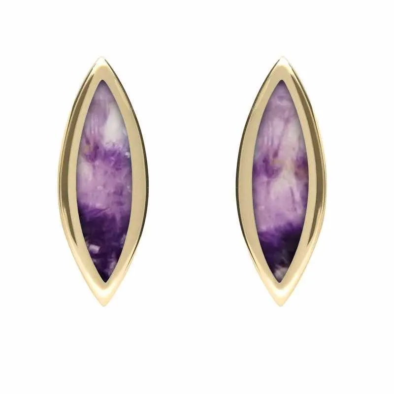 9ct Yellow Gold Blue John Toscana Marquise Stud Earrings sold by Jura Watches
