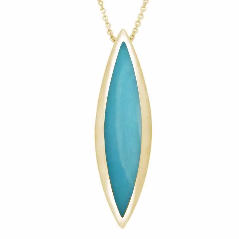 9ct Yellow Gold Turquoise Toscana Long Marquise Necklace sold by Jura Watches