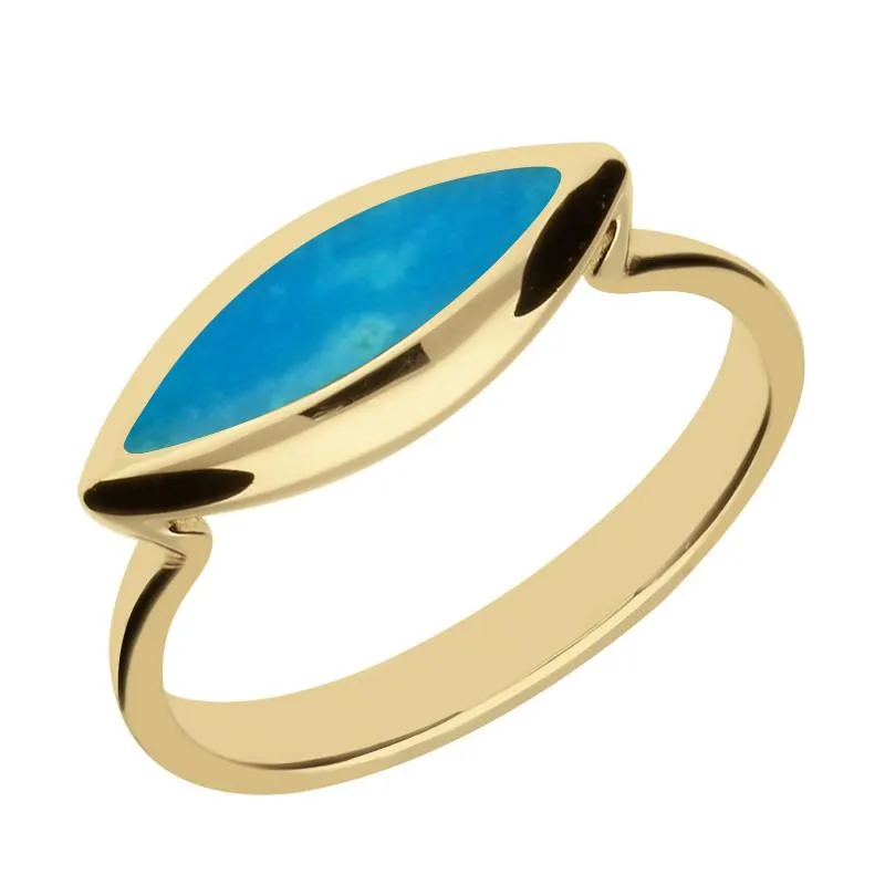 9ct Yellow Gold Turquoise Toscana Side Marquise Ring sold by Jura Watches