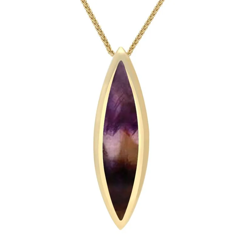 9ct Yellow Gold Blue John Toscana Long Marquise Necklace sold by Jura Watches