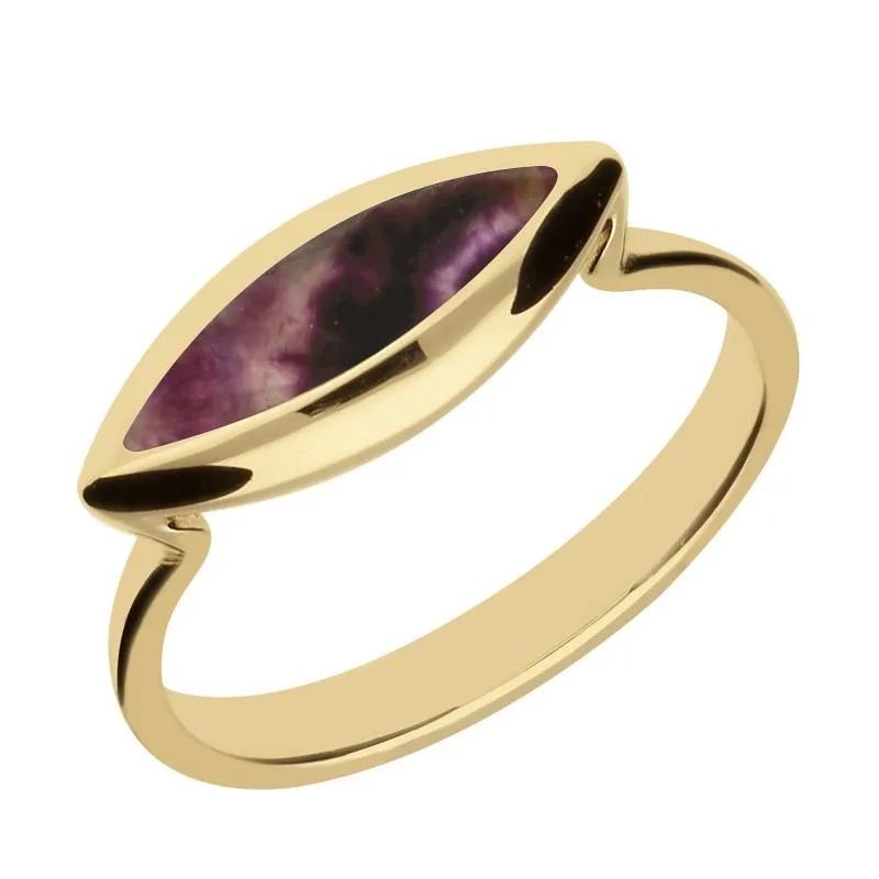 9ct Yellow Gold Blue John Toscana Side Marquise Ring sold by Jura Watches