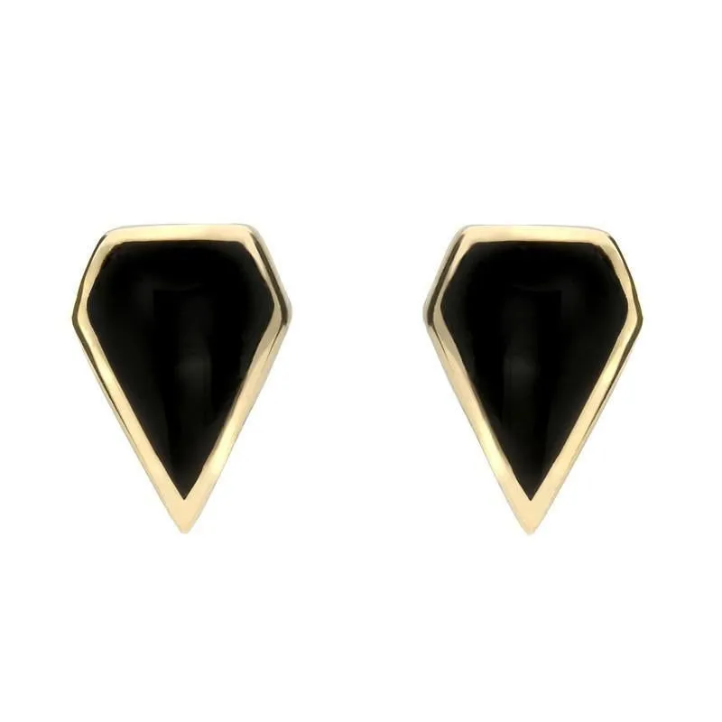 9ct Yellow Gold Whitby Jet Kite Stud Earrings sold by Jura Watches