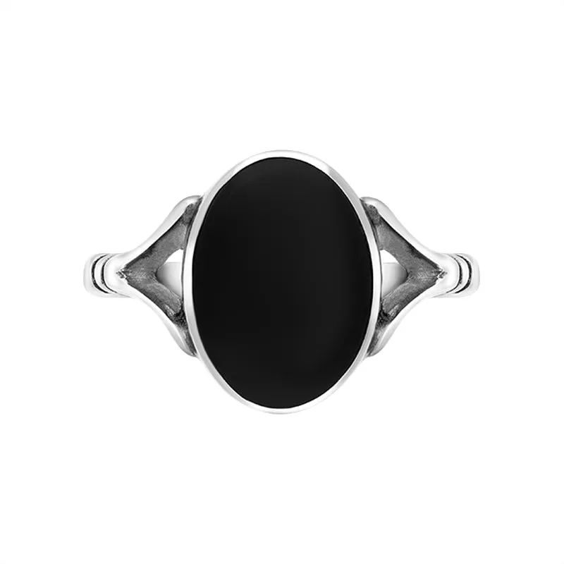 Sterling Silver Whitby Jet Heritage Oval Split Shoulder Ring sold by Jura Watches product image thumbnail 3