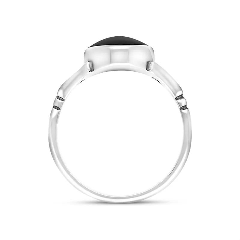 Sterling Silver Whitby Jet Heritage Oval Split Shoulder Ring sold by Jura Watches product image thumbnail 2