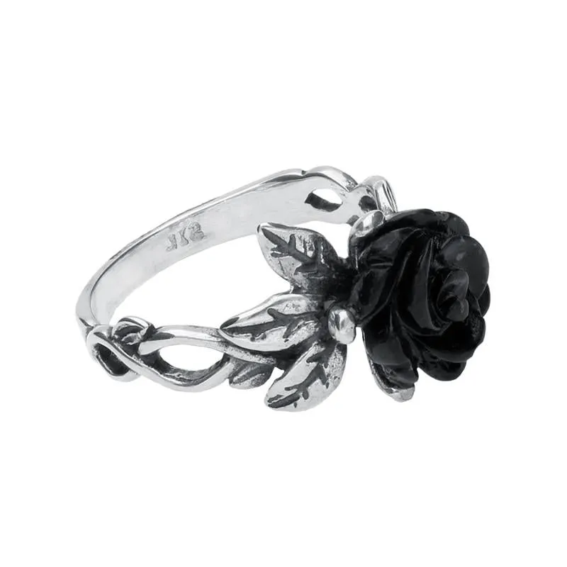 Sterling Silver Whitby Jet Tuberose 10mm Rose Leaf Twist Ring sold by Jura Watches product image thumbnail 2