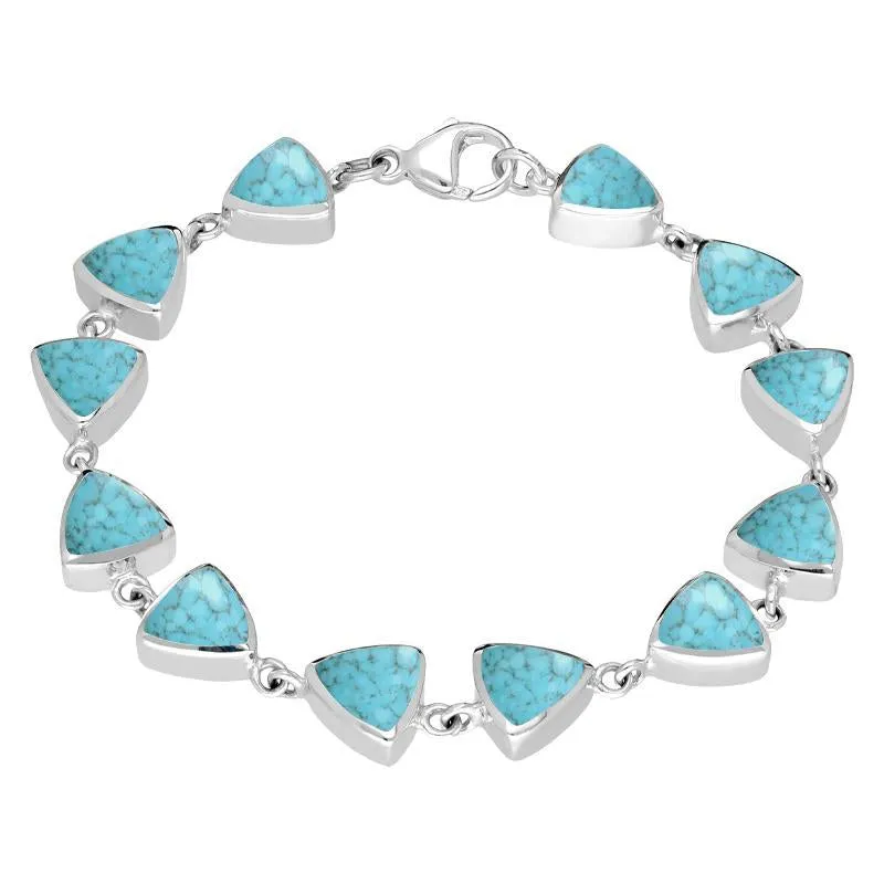 Sterling Silver Turquoise Curved Triangle Bracelet sold by Jura Watches