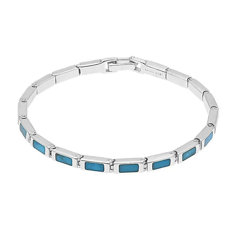 Sterling Silver Turquoise 18 Stone Rectangle Bracelet sold by Jura Watches