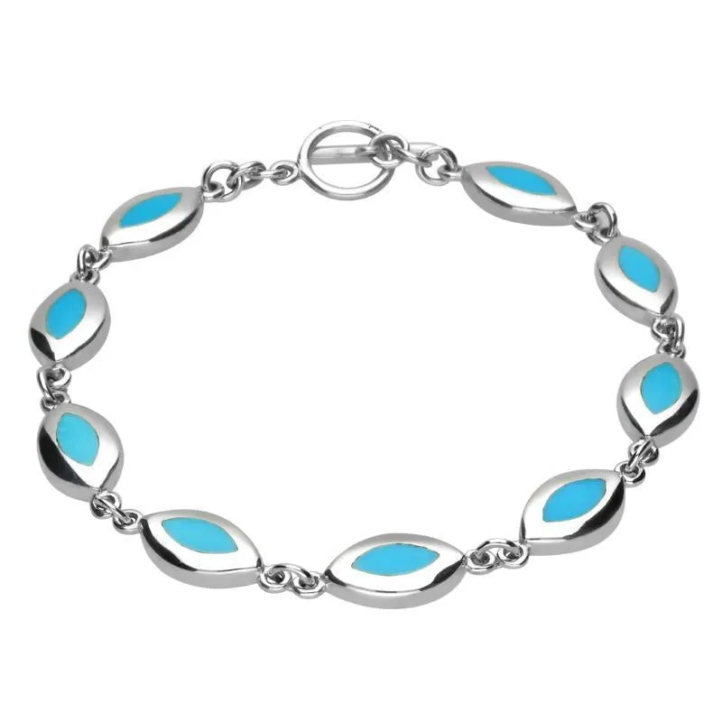 Sterling Silver Turquoise Framed Marquise Bracelet sold by Jura Watches