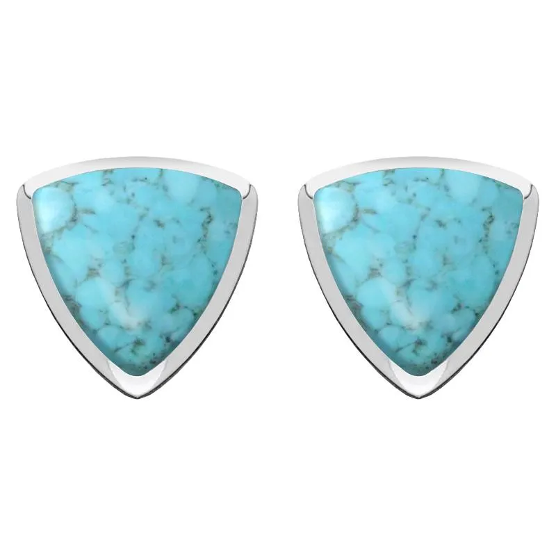 Sterling Silver Turquoise Curved Triangle Stud Earrings sold by Jura Watches